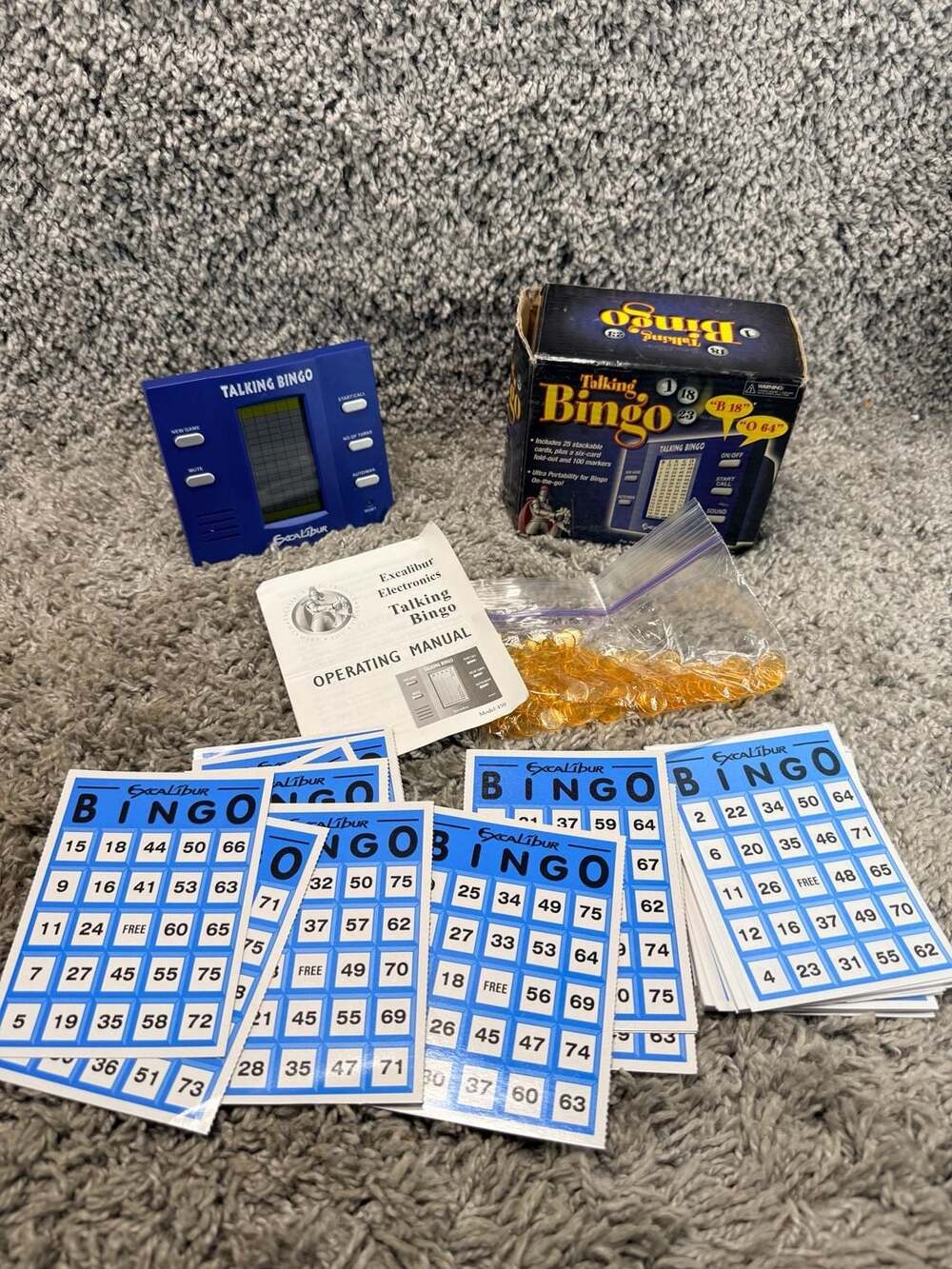 Excalibur Electronics Talking Bingo Model 450 Handheld Game with Box and Cards